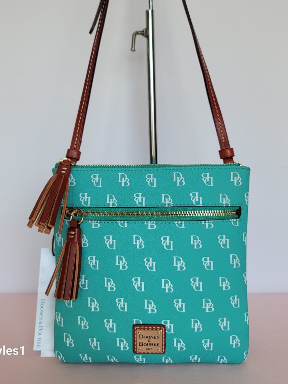 DOONEY & BOURKE Gretta Signature Logo Print Small Crossbody-Sea Foam color⭐